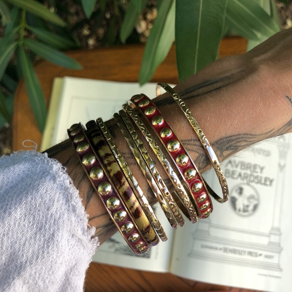 Jewelry - Set of Gold Textured Gold Boho Bangle Bracelets